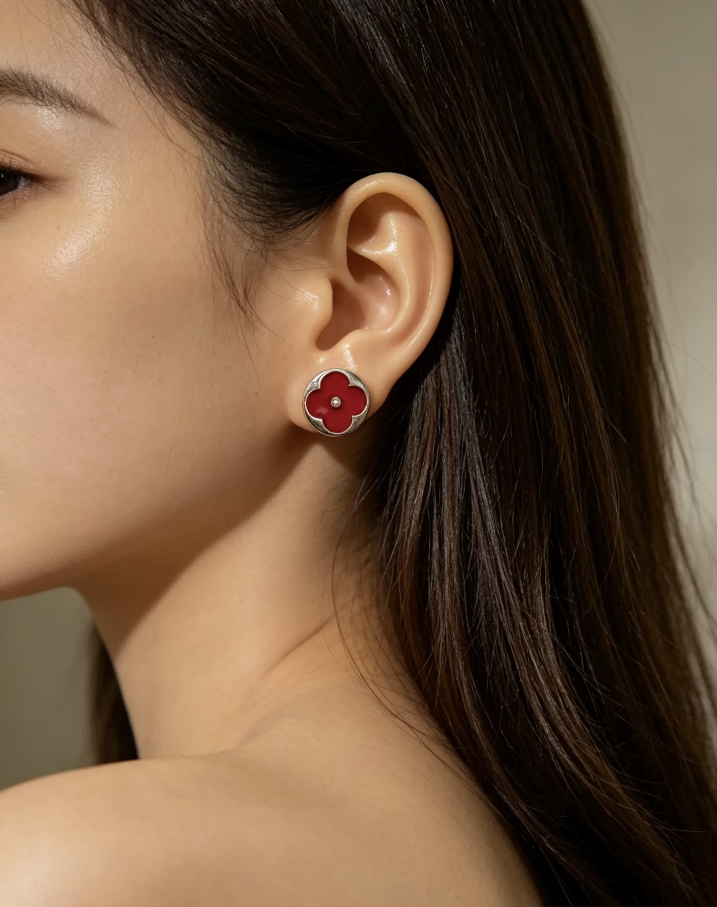 Louis Vuitton Red Flower Earrings
